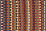 Boho Chic Turkish Kilim Deena Hand-Woven Wool Rug - 5'7'' x 8'3''