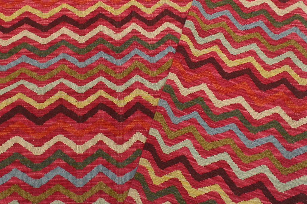 Flat Weave Kilim, Antique, Navaho, Vintage, Handmade, Modern Kilim Pink Gold Hand-Woven Rectangle 100% Wool Area Rug 5 x 7