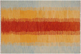 Flat Weave Kilim, Antique, Navaho, Vintage, Handmade, Modern Kilim Rust Blue Hand-Woven Rectangle 100% Wool Area Rug 5 x 7