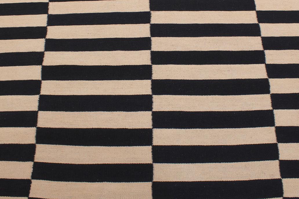 Flat Weave Kilim, Antique, Navaho, Vintage, Handmade, Modern Kilim Beige Black Hand-Woven Rectangle 100% Wool Area Rug 6 x 8
