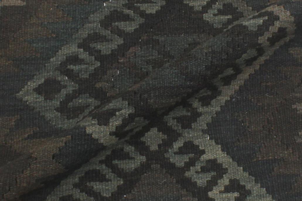 Flat Weave Kilim, Antique, Navaho, Vintage, Handmade, Geometric Kilim Black Gray Hand-Woven Runner 100% Wool Area Rug 3 x 8