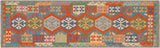 Southwestern Turkish Kilim Lindsy Hand-Woven Wool Runner-2'9'' x 9'9''