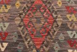 Flat Weave Kilim, Antique, Navaho, Vintage, Handmade, Geometric Kilim Charcoal Red Hand-Woven Runner 100% Wool Area Rug 3 x 10