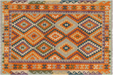 handmade Geometric Kilim Rust Beige Hand-Woven RECTANGLE 100% WOOL area rug 5x6