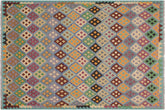 handmade Geometric Kilim Blue Beige Hand-Woven RECTANGLE 100% WOOL area rug 6 x 8