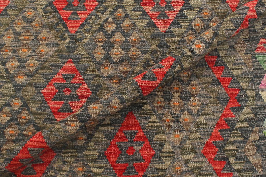 Flat Weave Kilim, Antique, Navaho, Vintage, Handmade, Geometric Kilim Green Red Hand-Woven Rectangle 100% Wool Area Rug 5 x 7