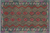 handmade Geometric Kilim Charcoal Rust Hand-Woven RECTANGLE 100% WOOL area rug 6 x 8