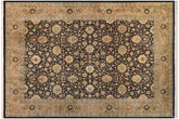 handmade Traditional Lahore Black Dark Gold Hand Knotted RECTANGLE 100% WOOL area rug 10x14