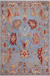 handmade Traditional Oushak Blue Rust Hand Knotted RECTANGLE 100% WOOL area rug 9X12