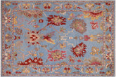 handmade Traditional Oushak Blue Rust Hand Knotted RECTANGLE 100% WOOL area rug 9' x 12'
