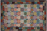 handmade Geometric Kilim Blue Brown Hand-Woven RECTANGLE 100% WOOL area rug 7 x 10
