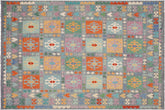 handmade Geometric Kilim Gray Blue Hand-Woven RECTANGLE 100% WOOL area rug 7 x 10