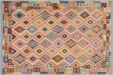 handmade Geometric Kilim Rust Blue Hand-Woven RECTANGLE 100% WOOL area rug 8 x 10