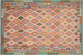 handmade Geometric Kilim Beige Green Hand-Woven RECTANGLE 100% WOOL area rug 8 x 11