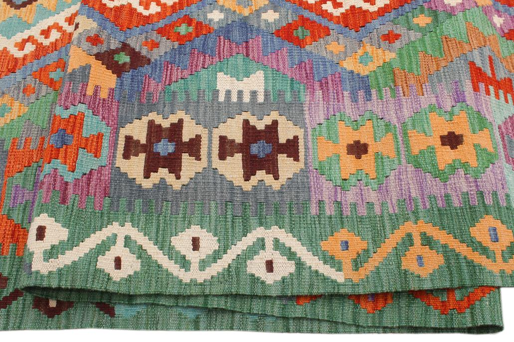 Flat Weave Kilim, Antique, Navaho, Vintage, Handmade, Geometric Kilim Beige Green Hand-Woven Rectangle 100% Wool Area Rug 8 x 11
