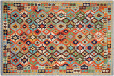 handmade Geometric Kilim Rust Blue Hand-Woven RECTANGLE 100% WOOL area rug 8 x 10