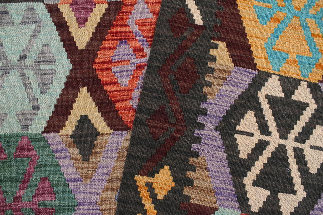 Flat Weave Kilim, Antique, Navaho, Vintage, Handmade, Geometric Kilim Gold Green Hand-Woven Rectangle 100% Wool Area Rug 9 x 10