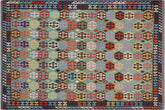 handmade Geometric Kilim Green Blue Hand-Woven RECTANGLE 100% WOOL area rug 9 x 11