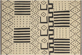 handmade Modern Kilim Beige Black Hand-Woven RECTANGLE 100% WOOL area rug 5 x 7