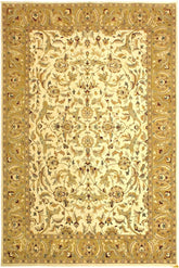 handmade Traditional Ivory Gold Hand Knotted RECTANGLE 100% WOOL area rug 10x14