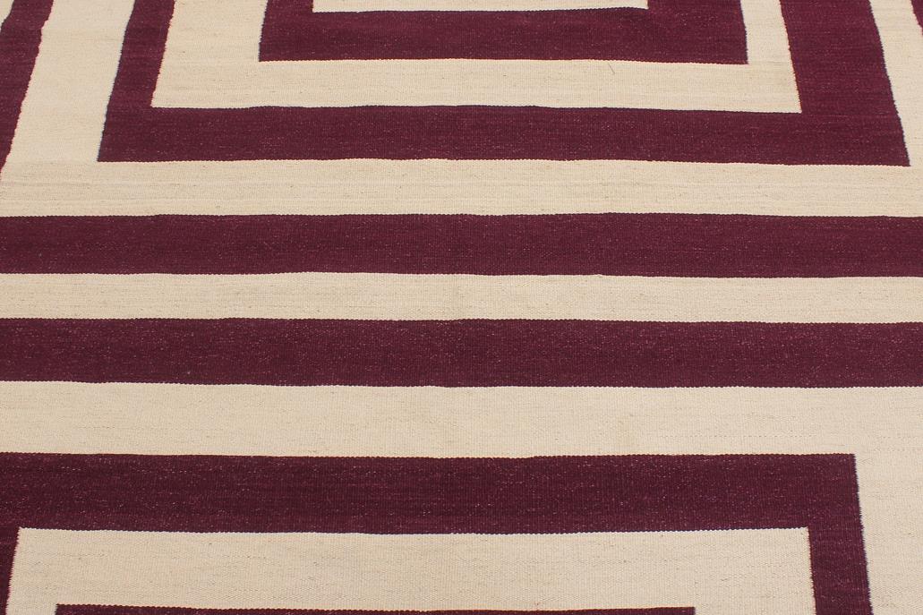 Flat Weave Kilim, Antique, Navaho, Vintage, Handmade, Modern Kilim Beige Purple Hand-Woven Rectangle 100% Wool Area Rug 6 x 10