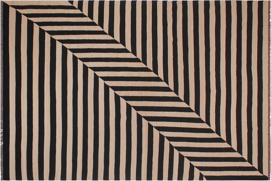 Flat Weave Kilim, Antique, Navaho, Vintage, Handmade, Modern Kilim Beige Black Hand-Woven Rectangle 100% Wool Area Rug 8 x 10