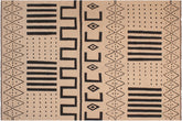 handmade Modern Kilim Beige Black Hand-Woven RECTANGLE 100% WOOL area rug 8 x 10
