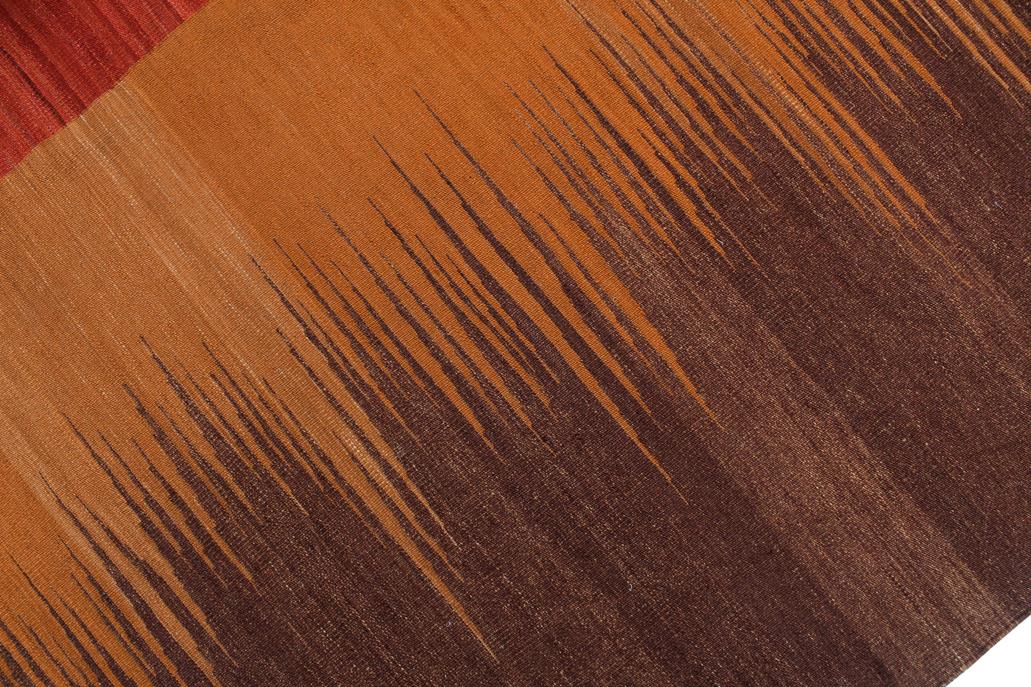 Flat Weave Kilim, Antique, Navaho, Vintage, Handmade, Modern Kilim Brown Red Hand-Woven Rectangle 100% Wool Area Rug 8 x 10