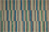 handmade Modern Kilim Blue Beige Hand-Woven RECTANGLE 100% WOOL area rug 6x10