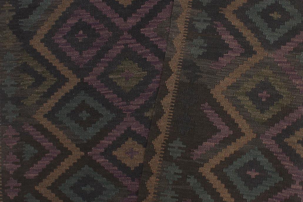 Flat Weave Kilim, Antique, Navaho, Vintage, Handmade, Geometric Kilim Black Brown Hand-Woven Rectangle 100% Wool Area Rug 5 x 6