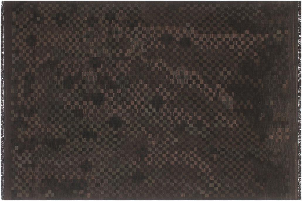Flat Weave Kilim, Antique, Navaho, Vintage, Handmade, Geometric Kilim Black Brown Hand-Woven Rectangle 100% Wool Area Rug 6 x 8