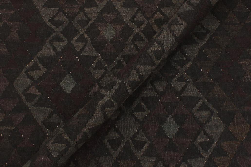 Flat Weave Kilim, Antique, Navaho, Vintage, Handmade, Geometric Kilim Black Gray Hand-Woven Rectangle 100% Wool Area Rug 5 x 8