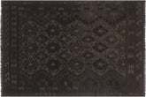 handmade Modern Kilim Black Gray Hand-Woven RECTANGLE 100% WOOL area rug 5 x 8