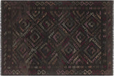 handmade Modern Kilim Black Brown Hand-Woven RECTANGLE 100% WOOL area rug 6 x 8