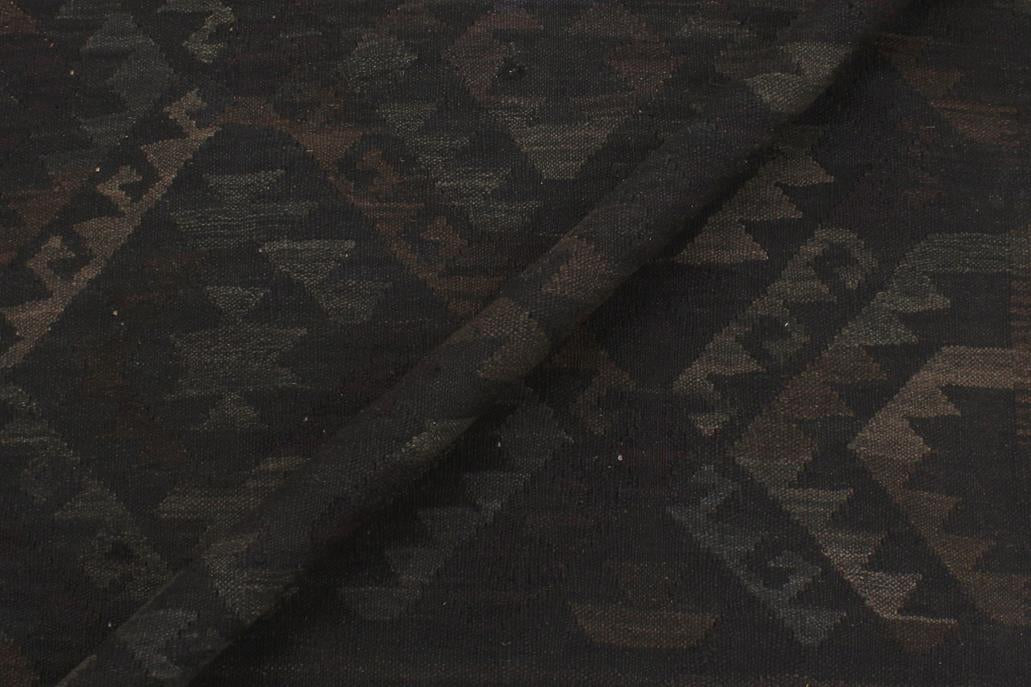 Flat Weave Kilim, Antique, Navaho, Vintage, Handmade, Geometric Kilim Black Blue Hand-Woven Rectangle 100% Wool Area Rug 5 x 8