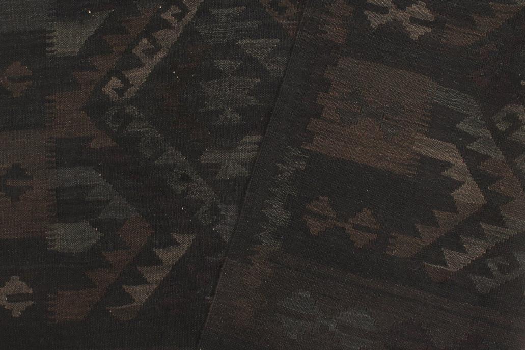Flat Weave Kilim, Antique, Navaho, Vintage, Handmade, Geometric Kilim Black Blue Hand-Woven Rectangle 100% Wool Area Rug 5 x 8