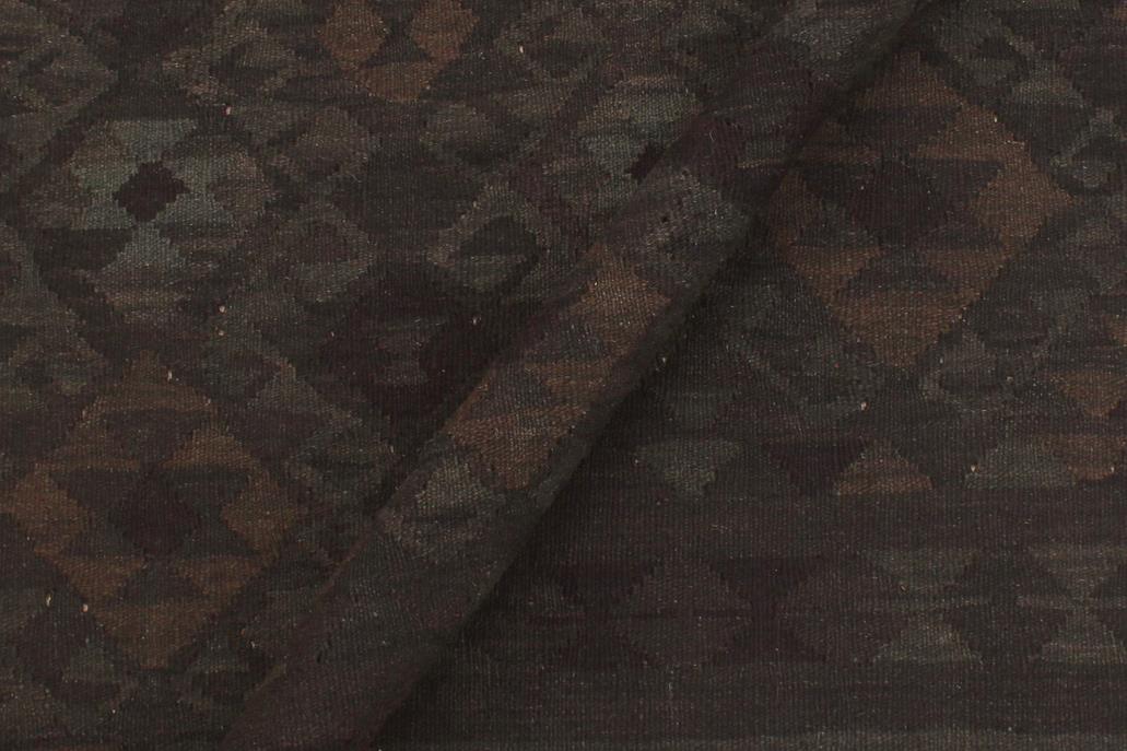 Flat Weave Kilim, Antique, Navaho, Vintage, Handmade, Geometric Kilim Charcoal Blue Hand-Woven Rectangle 100% Wool Area Rug 6 x 7
