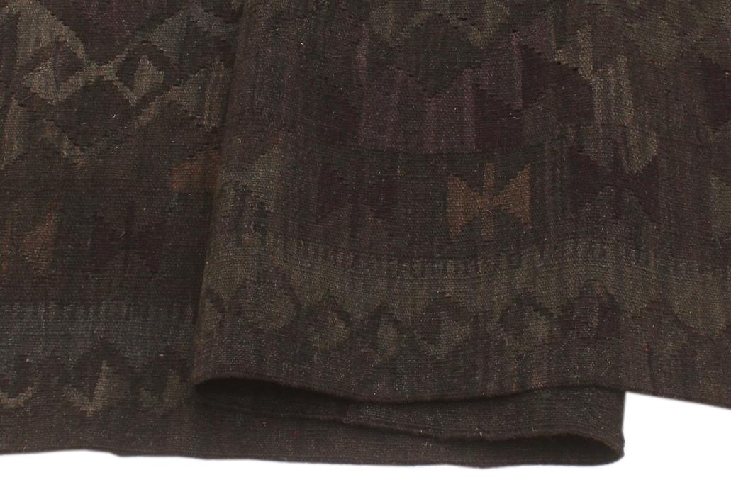 Flat Weave Kilim, Antique, Navaho, Vintage, Handmade, Geometric Kilim Charcoal Blue Hand-Woven Rectangle 100% Wool Area Rug 6 x 7