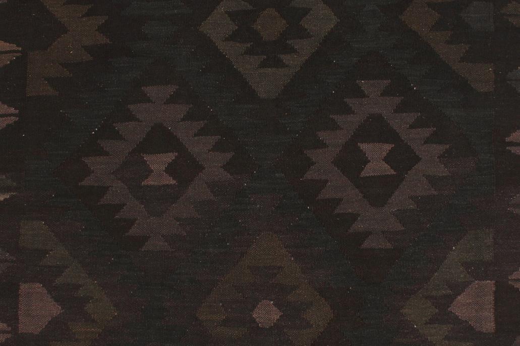 Flat Weave Kilim, Antique, Navaho, Vintage, Handmade, Geometric Kilim Black Blue Hand-Woven Rectangle 100% Wool Area Rug 5 x 7