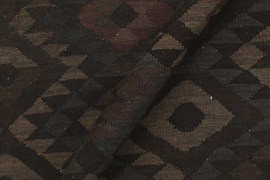 Flat Weave Kilim, Antique, Navaho, Vintage, Handmade, Geometric Kilim Black Brown Hand-Woven Rectangle 100% Wool Area Rug 6 x 8