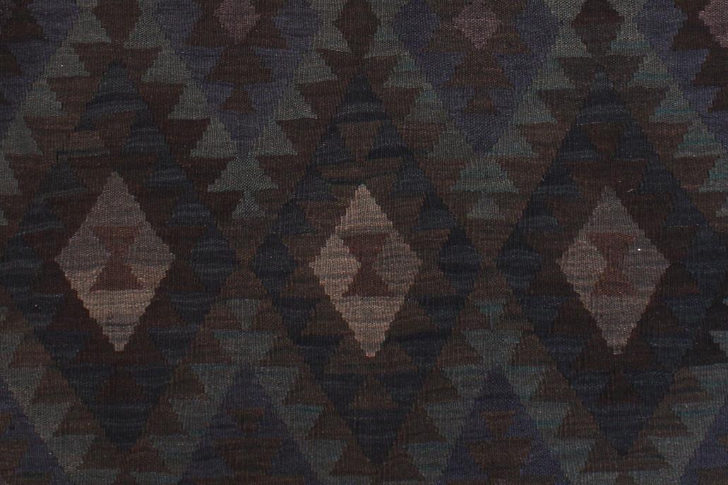 Flat Weave Kilim, Antique, Navaho, Vintage, Handmade, Geometric Kilim Blue Brown Hand-Woven Rectangle 100% Wool Area Rug 6 x 10