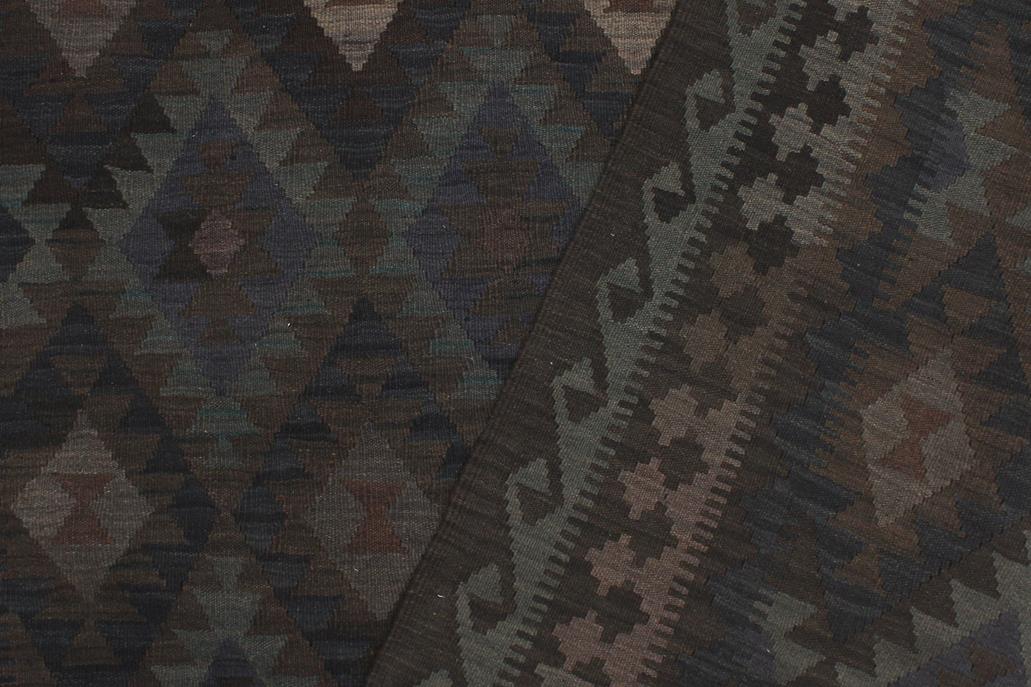 Flat Weave Kilim, Antique, Navaho, Vintage, Handmade, Geometric Kilim Blue Brown Hand-Woven Rectangle 100% Wool Area Rug 6 x 10