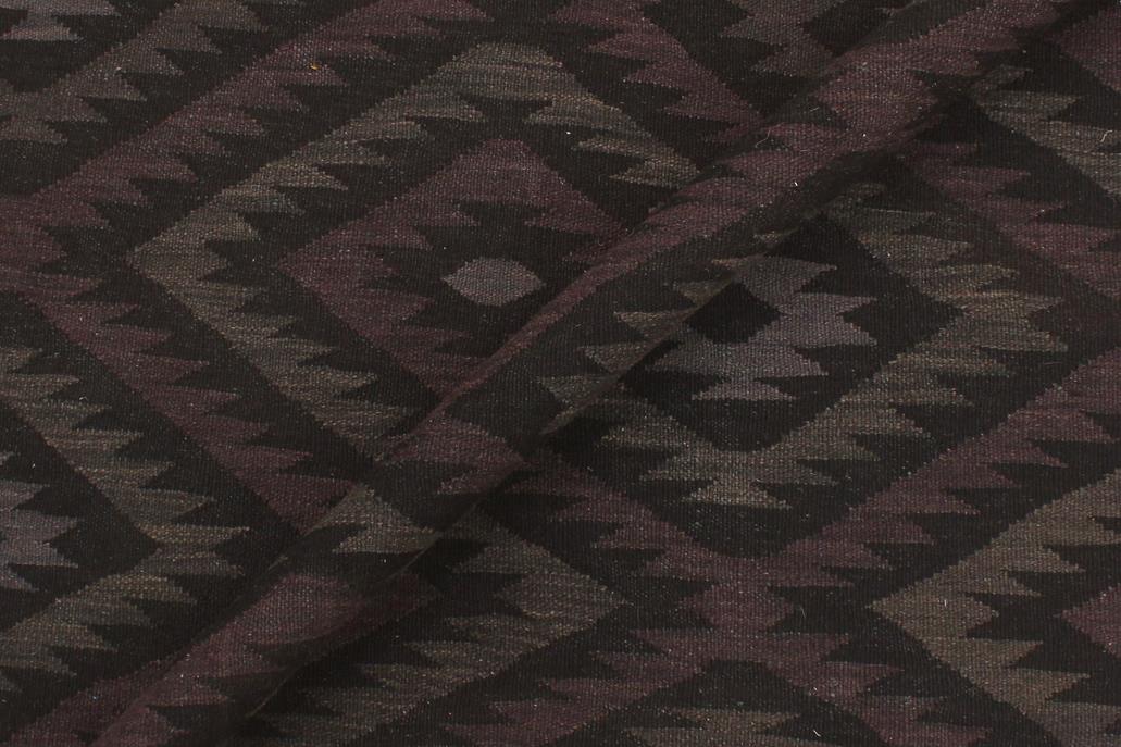 Flat Weave Kilim, Antique, Navaho, Vintage, Handmade, Geometric Kilim Black Blue Hand-Woven Rectangle 100% Wool Area Rug 6 x 8