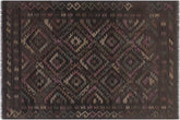 handmade Modern Kilim Black Brown Hand-Woven RECTANGLE 100% WOOL area rug 5 x 8