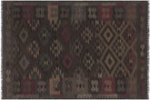 handmade Modern Kilim Charcoal Brown Hand-Woven RECTANGLE 100% WOOL area rug 6 x 8