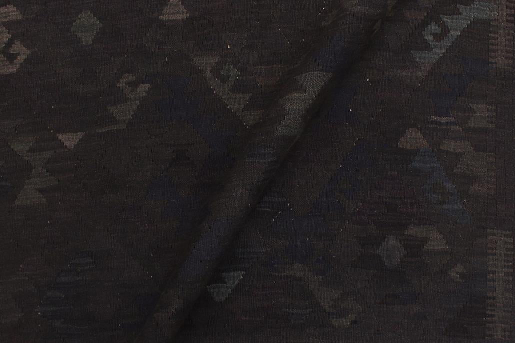 Flat Weave Kilim, Antique, Navaho, Vintage, Handmade, Geometric Kilim Black Blue Hand-Woven Rectangle 100% Wool Area Rug 6 x 8