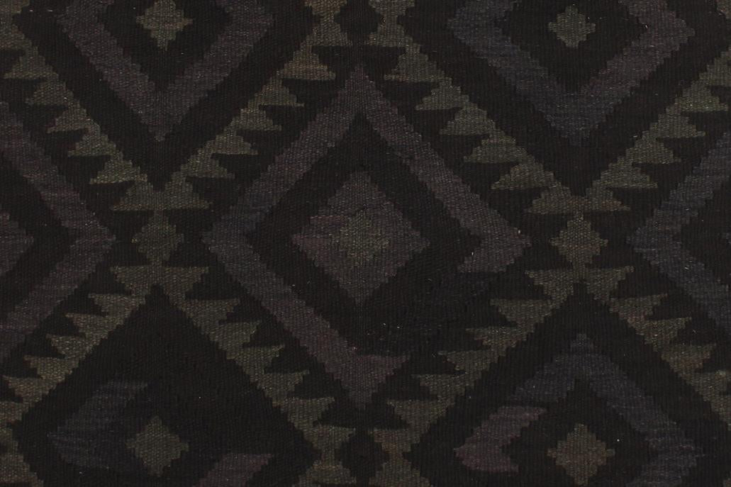 Flat Weave Kilim, Antique, Navaho, Vintage, Handmade, Geometric Kilim Black Blue Hand-Woven Rectangle 100% Wool Area Rug 5 x 6