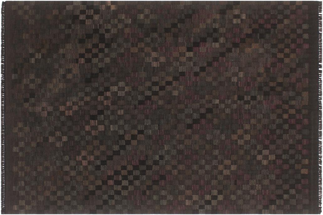 Flat Weave Kilim, Antique, Navaho, Vintage, Handmade, Modern Kilim Black Brown Hand-Woven Rectangle 100% Wool Area Rug 5 x 7