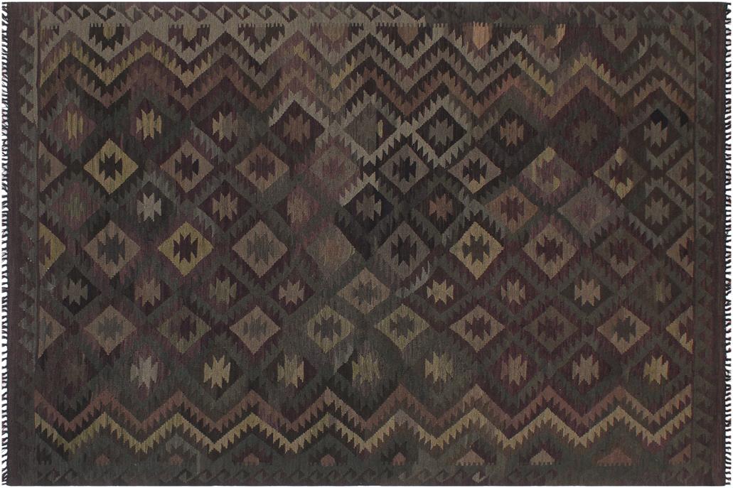 Flat Weave Kilim, Antique, Navaho, Vintage, Handmade, Geometric Kilim Purple Green Hand-Woven Rectangle 100% Wool Area Rug 6 x 10