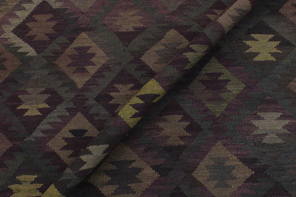 Flat Weave Kilim, Antique, Navaho, Vintage, Handmade, Geometric Kilim Purple Green Hand-Woven Rectangle 100% Wool Area Rug 6 x 10